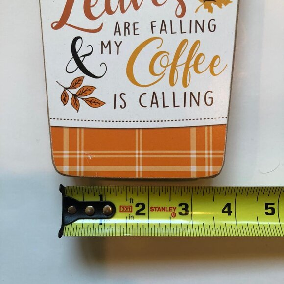 Wood, Coffee cup decor, (free-standing) appx 8"Hx6"W(top)x4"W(Btm)x1.25"Depth - Picture 3 of 4